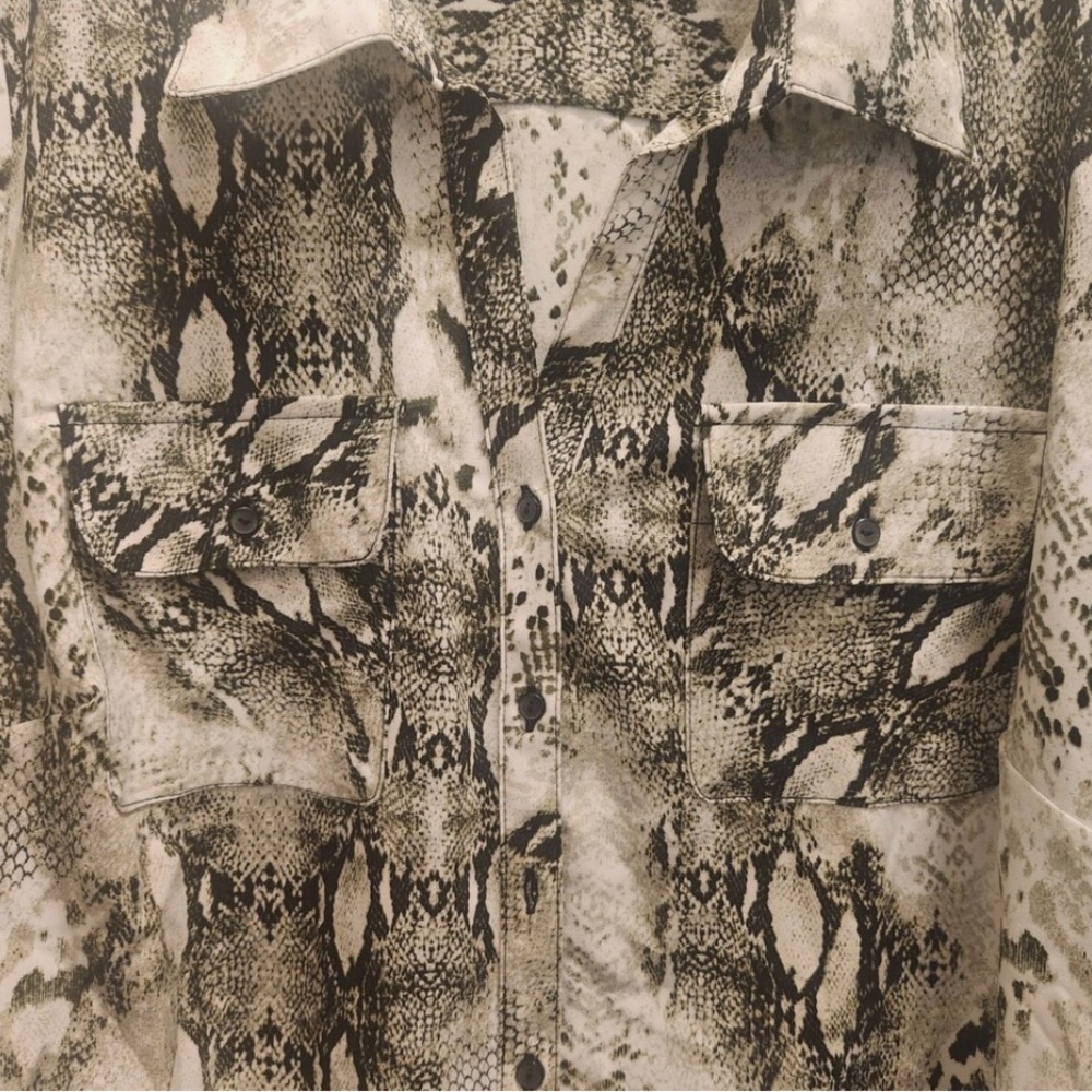 Studio Works Men's Monochrome Snake Print Shirt Jacket - Picture 6 of 9